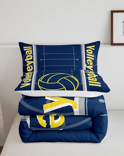 Feelyou Volleyball Bedding Set Twin Size Sports Game Comforter Set for Kids Boys Girls Decor Volleyball Player Comforter Microfiber Sports Gaming Duvet Set Bedroom Quilt Set - LeafyLoom