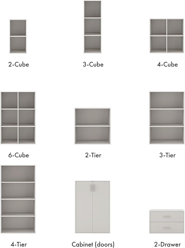 Apexa 3-Tier Cube Storage Organizer Shelves, Stackable Wood Bookcase Fits Cubby Bins for Organization, Dorm Teen Room Decor & Home Office, Greige - LeafyLoom