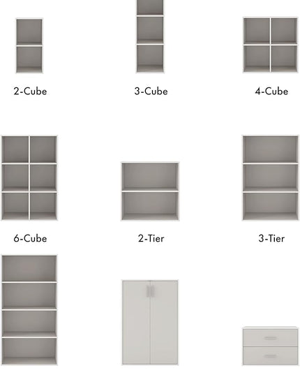 Apexa Stackable Wood Bookcase with Doors, Cube Storage Organizer Shelves, Small Food Pantry, Dorm Teen Room Decor & Bedroom, Home Office, Kitchen, 3-Tier Cabinet, Greige - LeafyLoom