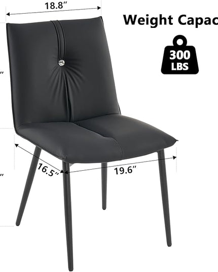 YOUTASTE Black Dining Chairs Set of 2 Modern Upholstered Kitchen Chairs with Back and Metal Legs,Soft Padded Side Chairs Dinner Chairs with Metal Legs for Living Room Bedroom - LeafyLoom