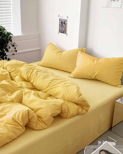 ETDIFFE Yellow Comforter Set Queen Size, 3 Piece Aesthetic Modern Bedding Set - Soft & Lightweight All Season Microfiber Down Alternative Bed Comforter with 2 Pillow Shams for Preppy Dorm - LeafyLoom