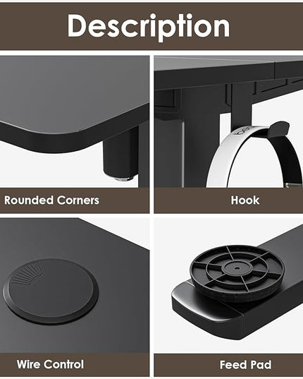 STARY Electric Adjustable Height Sit Stand Home Office Desk with Splice Board, 55x24, Black Desktop/Black Frame - LeafyLoom