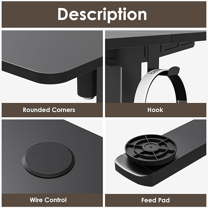 STARY Electric Adjustable Height Sit Stand Home Office Desk with Splice Board, 55x24, Black Desktop/Black Frame - LeafyLoom