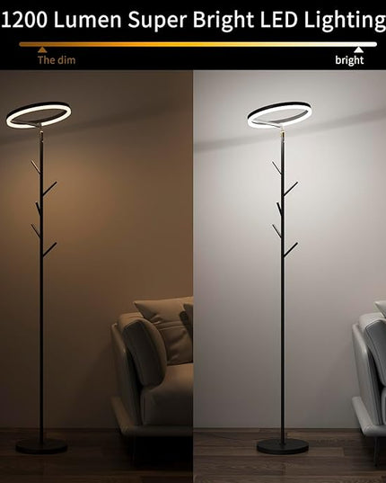 Innovative Floor Lamp, Floor Lamps for Living Room with Coat Rack, Floor Lamps with Stepless Adjust Color Temperatures & Brightness, Remote Control and Touch Control - LeafyLoom
