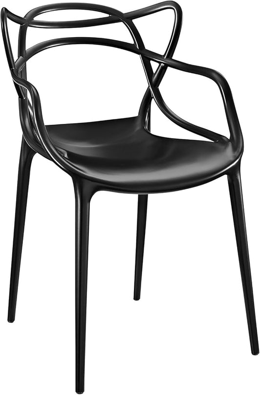 Modway Entangled Modern Molded Plastic Kitchen and Dining Room Arm Chair in Black - Fully Assembled - LeafyLoom