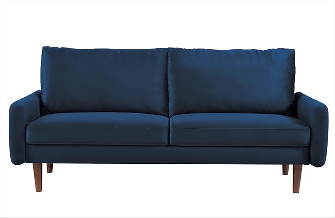 US Pride Furniture Kent Modern Velvet Sofa, Comfortable 3 Seater Couch for Living Rooms and Small Spaces, Ideal Studio Apartment Furniture with Sleek Design, Dark Blue - LeafyLoom