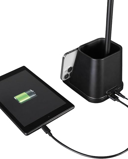 OttLite Merge LED Desk Lamp with Wireless Charging - ClearSun LED Technology, 3 Brightness Settings & Color Temperature Modes with Touch Activated Controls - Includes Storage Area for Desk Supplies - LeafyLoom