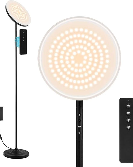 Upgraded Floor Lamp, 36W/3600LM Super Bright Floor Lamp with Remote Control, Stepless Adjust Color Temperatures & Brightness, Torchiere Standing Lamp for Living Room Bedroom Office - LeafyLoom
