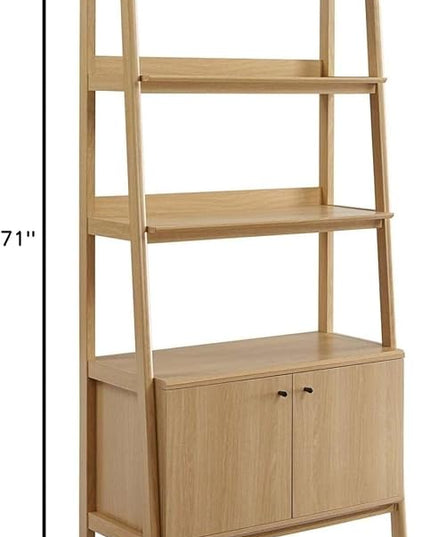 Modway 33" Bookshelf Display Case in Oak - LeafyLoom