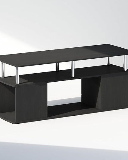 Furinno Utility Design Coffee Table, Americano/Chrome - LeafyLoom