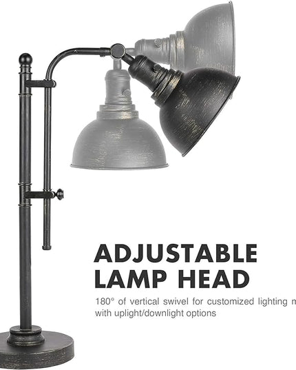 VONLUCE Rustic Desk Lamp Black Adjustable, Industrial Style Metal Task Lamp (25"-29"), Vintage Work Lamp, Farmhouse Reading Lamp in Aged Bronze Finish, ETL Certificate - LeafyLoom