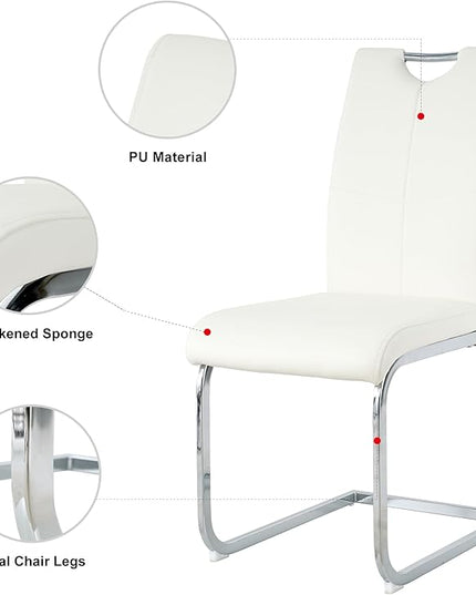 NicBex Haerin-SD-00375-LWJ Dining Chairs, 16.5"x17.9"x38.2", White and Silver - LeafyLoom