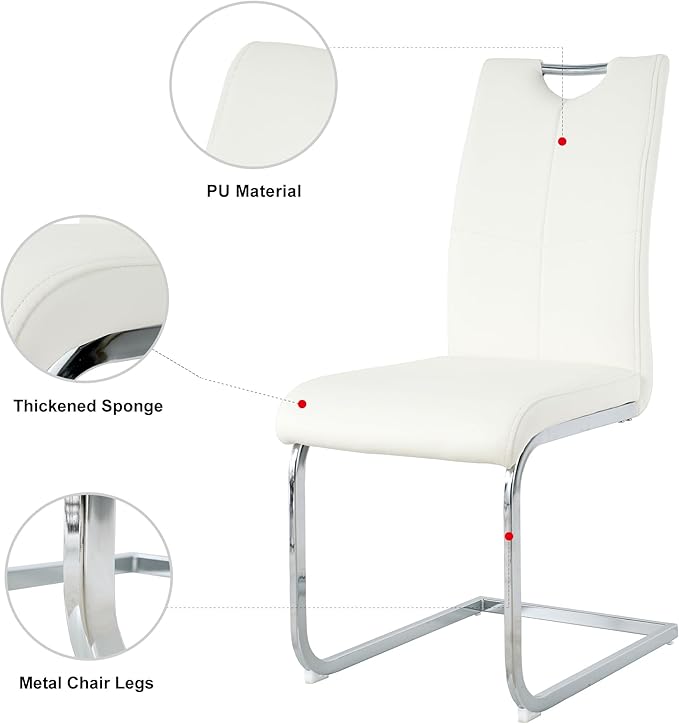 NicBex Haerin-SD-00375-LWJ Dining Chairs, 16.5"x17.9"x38.2", White and Silver - LeafyLoom