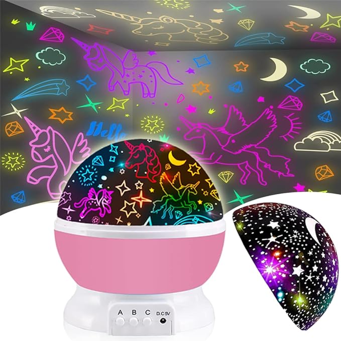 Unicorns Toys for 2-12 Year Old Girls,Star Projection 2 in 1 Girls Toys Age 3-9,Room Decor Kawaii Toddler Toys for Kids Age 4-8,Birthday Easter Christams Gifts Xmax Stocking Stuffers for Children - LeafyLoom