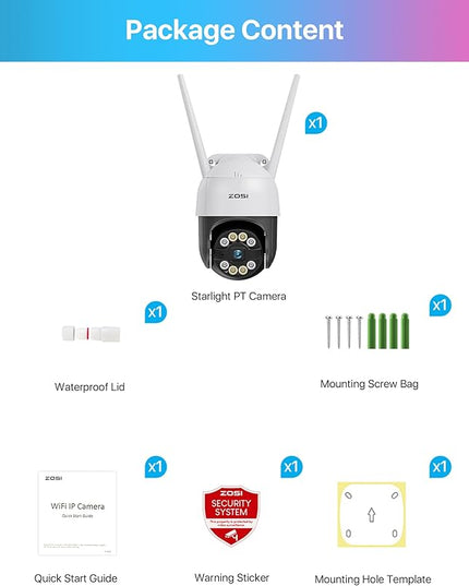 ZOSI C289 2K Pan/Tilt WiFi Add On Camera, 3MP Plug-in Outdoor PT Security Camera, Night Vision, Human Detection, 2 Way Audio, Smart Light Siren, Only Work 2K WiFi NVR System(ZR08RP,ZR08LL) ZOSI