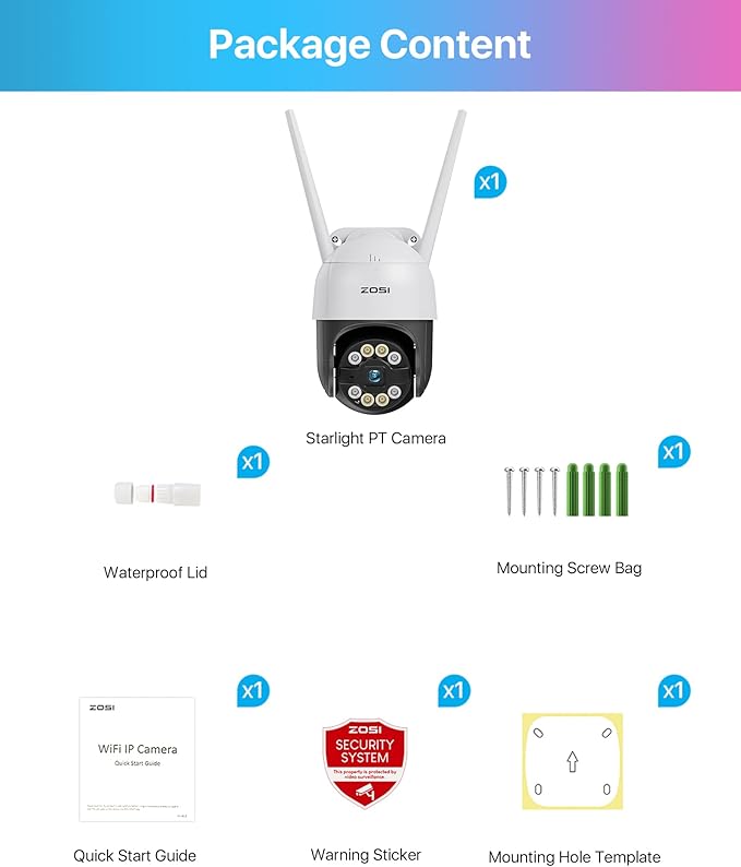 ZOSI C289 2K Pan/Tilt WiFi Add On Camera, 3MP Plug-in Outdoor PT Security Camera, Night Vision, Human Detection, 2 Way Audio, Smart Light Siren, Only Work 2K WiFi NVR System(ZR08RP,ZR08LL) ZOSI