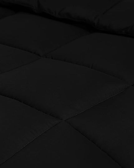 Utopia Bedding All Season 250 GSM Comforter - Plush Siliconized Fiberfill Comforters Queen Size - Box Stitched (Full/Queen, Black) - LeafyLoom