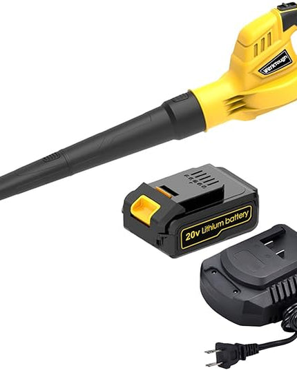 20V Cordless Leaf Blower with Battery Fast Charger Leaf Blower Sweeper (yellow 3.0A) - LeafyLoom
