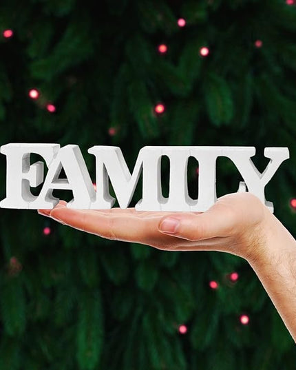 Family – White, Aesthetic Table Decor for Home or Office, Desk or Shelf. Quirky Room Decoration showpiece, Ideal for Birthday Gift, Corporate Gift, and Inspiring Wall Decor - LeafyLoom