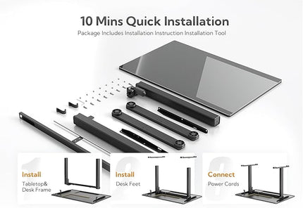 Glass Standing Desk, Small Electric Standing Desk Adjustable Height, 40 Inch Adjustable Stand Up Desk, Quick Install Home Office Computer Desk, Black - LeafyLoom