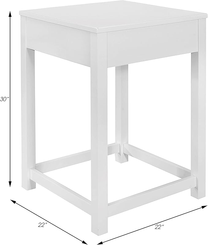 Lexicon Ozias Square Home Office Corner Unit Table, 22" x 22", White - LeafyLoom