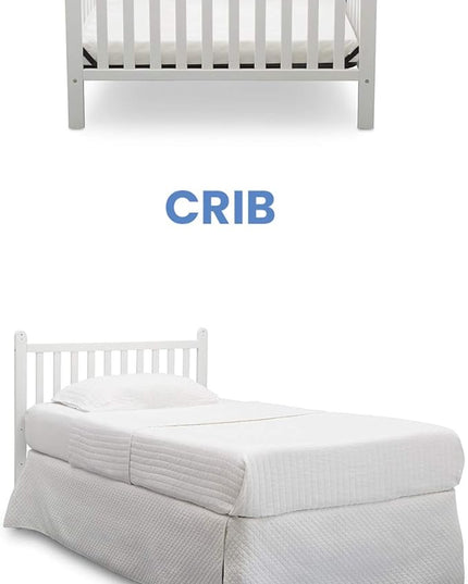 Delta Children Emery Mini Convertible Baby Crib with 2.75-inch Mattress, Bianca White - LeafyLoom