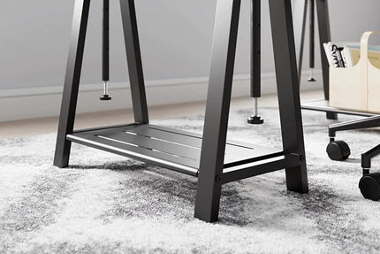 Signature Design by Ashley Bayflynn Mixed Media Adjustable Height Desk, White & Black - LeafyLoom