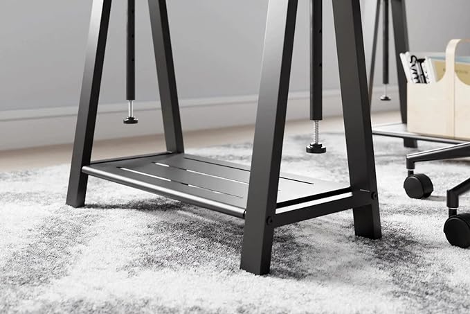 Signature Design by Ashley Bayflynn Mixed Media Adjustable Height Desk, White & Black - LeafyLoom