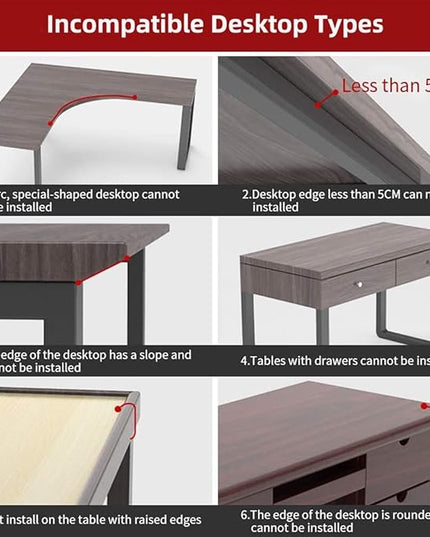 Ergonomics Desk Extender Tray, 25.2"x9.5" Punch-Free Clamp on, Foldable Keyboard Drawer Tray, Table Mount Arm Wrist Rest Shelf, Computer Elbow Arm Support - LeafyLoom