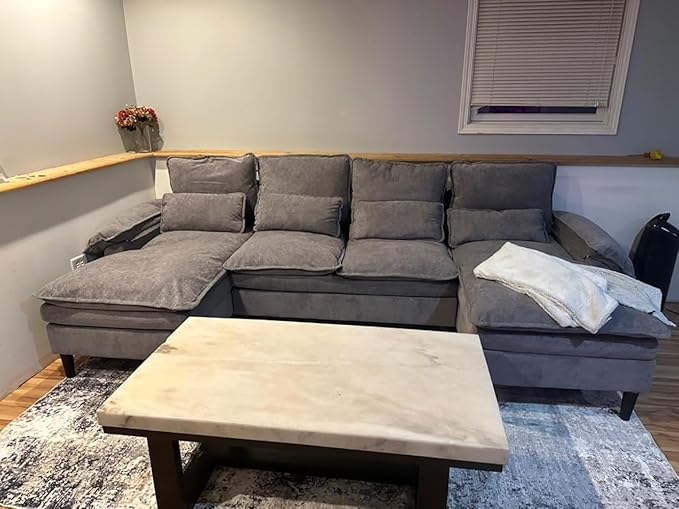 Symmetrical U Shaped Modular Sectional Sofa Cloud Couch, 6 Seater Oversized Convertible Sleeper Couch with Double Chaise & Memory Foam, Deep Seat Corner Sofa&Couches for Living Room Office - LeafyLoom