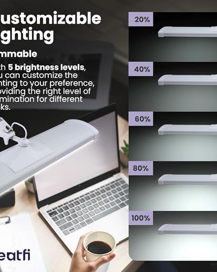 Neatfi 3,500 Lumens Ultra Task Lamp, 26 Inches Metal Lamp, Dimmable, 45W Super Bright LED Desk Lamp, 270 Pcs SMD LEDs (Non-CCT with Base, White) - LeafyLoom