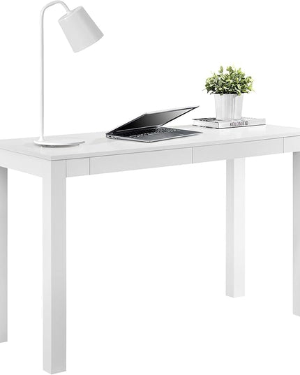 Parsons Xl Desk with 2 Drawers, White - LeafyLoom