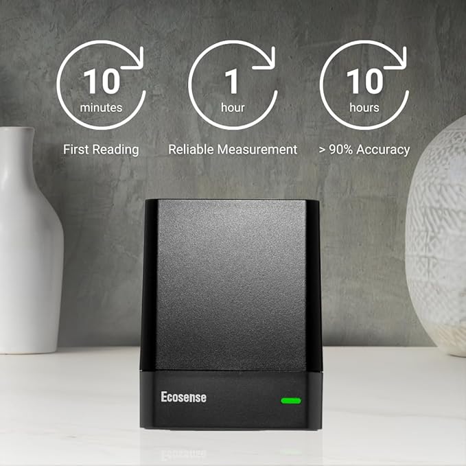 Ecosense EQ100 EcoQube, Digital Radon Detector, Fast Capture of Fluctuating Levels, Short & Long-Term Continuous Monitoring with Trend Charts, Remote Data Access, Only Support 2.4 GHz Networks Ecosense