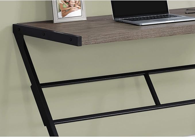 Monarch Specialties Simple Modern Study Laptop Table for Home & Office Computer Desk-Z-Shaped Metal Leg, 48" L, Dark Taupe - LeafyLoom