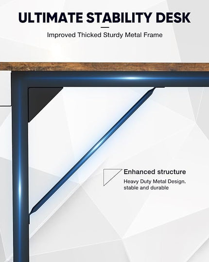 DUMOS 32 Inch Office Small Computer Desk Modern Simple Style Writing Study Work Table for Home Bedroom - Rustic Brown - LeafyLoom