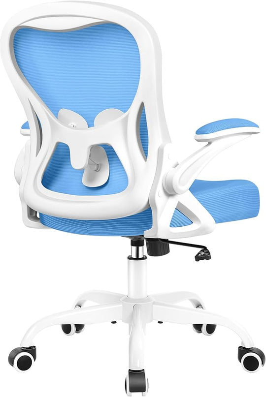 Office Chair Desk Chair, Ergonomic Mesh Computer Chair Home Office Desk Chairs, Swivel Task Chair Mid Back Breathable Rolling Chair with Adjustable Lumbar Support Flip Up Armrest (Sky Blue) - LeafyLoom