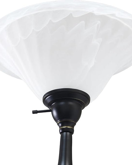 Elegant Designs LF2003-RBZ 2 Light Mother Daughter Floor Lamp with White Marble Glass,Restoration Bronze - LeafyLoom