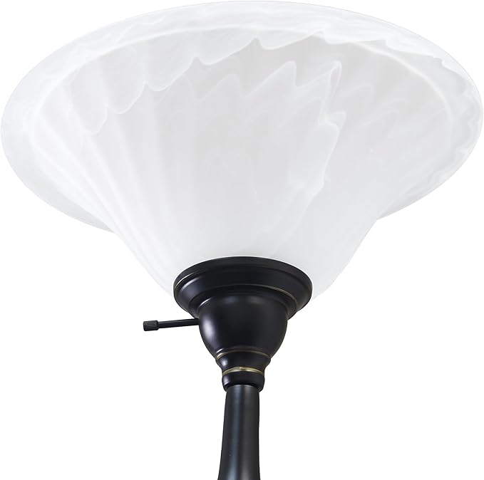 Elegant Designs LF2003-RBZ 2 Light Mother Daughter Floor Lamp with White Marble Glass,Restoration Bronze - LeafyLoom