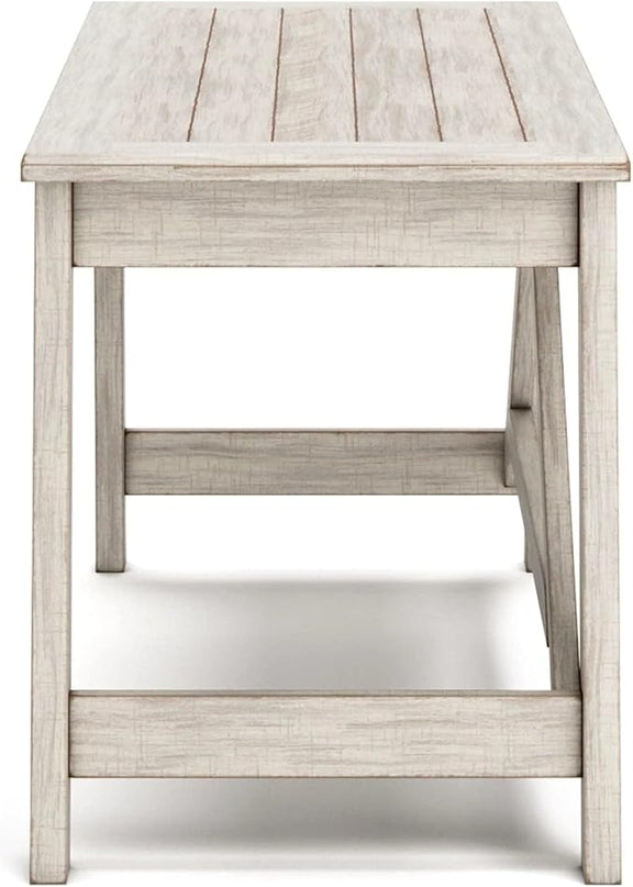 Signature Design by Ashley Carynhurst Farmhouse 60" Home Office Desk with Drawers, Distressed White - LeafyLoom