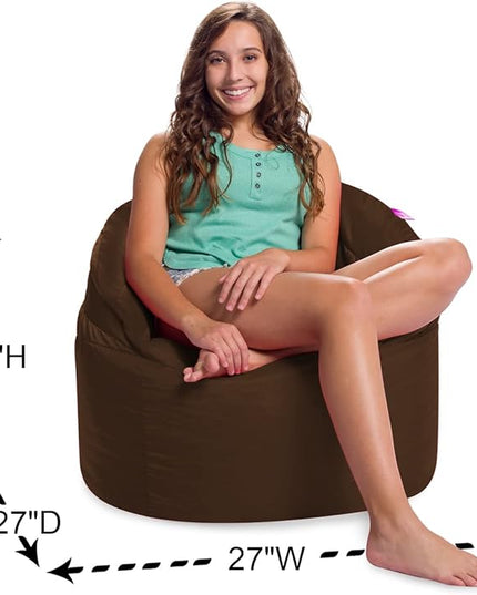 Posh Creations Structured Comfy Bean Bag Chair for Gaming, Reading, and Watching TV, Sonoma Lounge, Microsuede - Chocolate - LeafyLoom