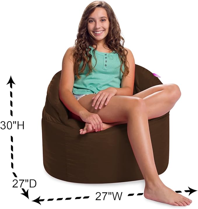 Posh Creations Structured Comfy Bean Bag Chair for Gaming, Reading, and Watching TV, Sonoma Lounge, Microsuede - Chocolate - LeafyLoom