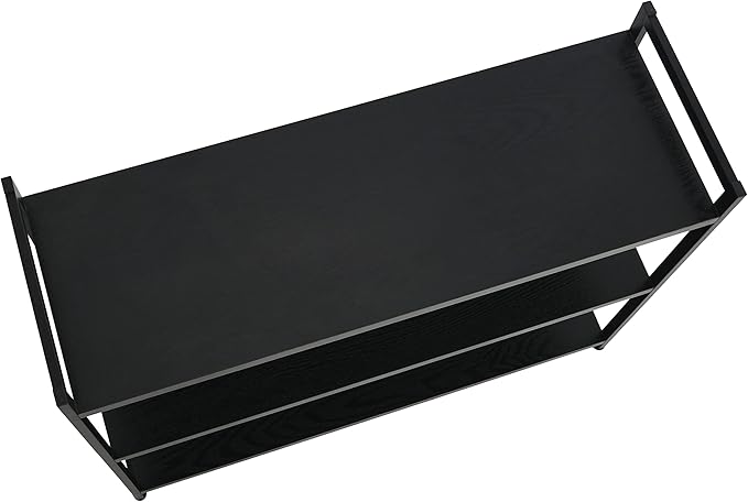 Household Essentials 3 Tier Wide Book Shelf, Medium, Black Oak Finish - LeafyLoom
