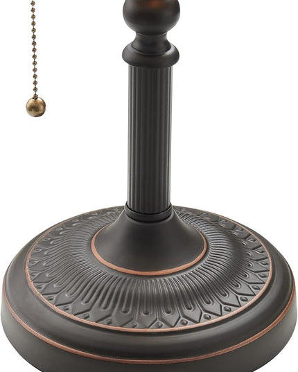 Newrays Matted Orange Glass Bankers Desk Lamp with Pull Chain Switch Plug in Fixture - LeafyLoom