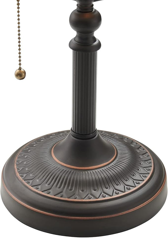 Newrays Matted Orange Glass Bankers Desk Lamp with Pull Chain Switch Plug in Fixture - LeafyLoom