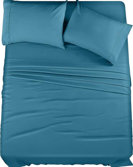 Utopia Bedding Full Bed Sheets Set - 4 Piece Bedding - Brushed Microfiber - Shrinkage and Fade Resistant - Easy Care (Full, Denim Blue) - LeafyLoom