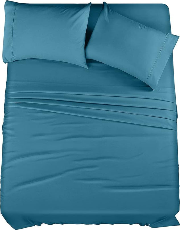 Utopia Bedding King Bed Sheets Set - 4 Piece Bedding - Brushed Microfiber - Shrinkage and Fade Resistant - Easy Care (King, Denim Blue) - LeafyLoom