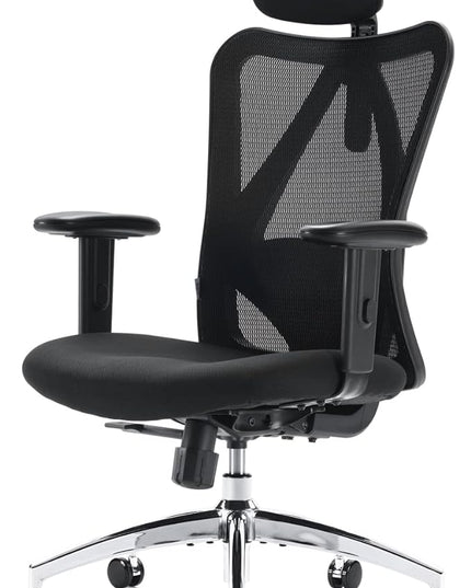 SIHOO M18 Ergonomic Office Chair for Big and Tall People Adjustable Headrest with 2D Armrest Lumbar Support and PU Wheels Swivel Tilt Function Black - LeafyLoom