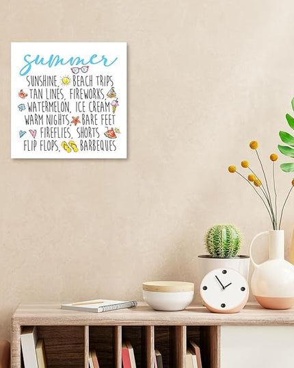Funny Summer Wood Box Signs,Summer Collections Wooden Sign Desk Decor,Beach Wood Sign Decor,Summer Decorations for Home Office Shelf Table Decor - LeafyLoom