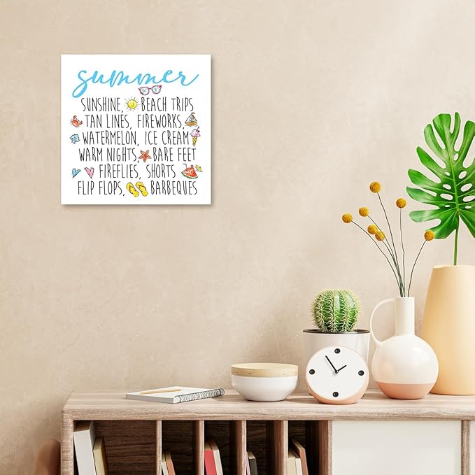 Funny Summer Wood Box Signs,Summer Collections Wooden Sign Desk Decor,Beach Wood Sign Decor,Summer Decorations for Home Office Shelf Table Decor - LeafyLoom