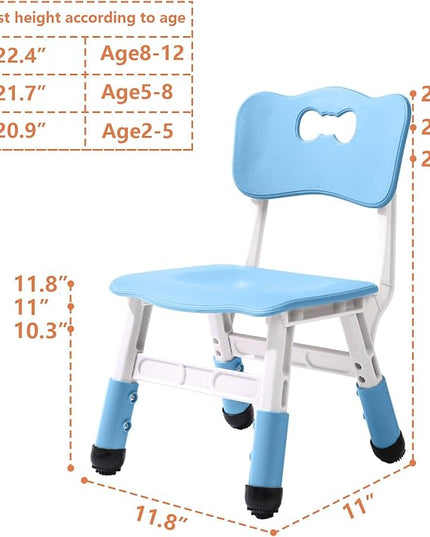 Adjustable Kid Chairs Indoor 3 Level Adjustable Suitable for Children Age 2-6. Maximum load-bearing 220LBS Suitable for Family Classroom and Nursery Child Seat Set (2-Pack-Blue) - LeafyLoom